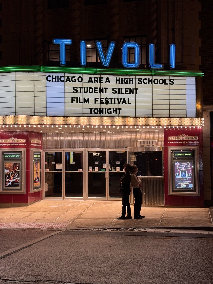 VikingVBC's tweet image. Aiden and Anthony celebrated the debut of their  silent film COLOR last night at the historic Tivoli Theatre during the 2025 Student Silent Film Fest! Along with instructor Mr. Mclindon, we are exited to be rebuilding the film program at HF! 📽🎬 #lightscameraaction
@HFHS59
