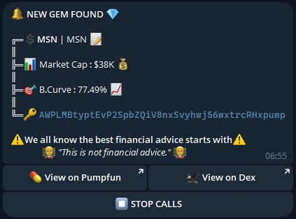 TheGemFBot's tweet photo. 🚀 First in lab testing : Results are here.💎

In just one day, our AI bot identified some impressive memecoins:
🔹 $ORANGE : Announced at $33K | Max reached $1.5M = ~4600%
🔹 $MSN : Announced at $38K | Max reached $298K = ~787%

Stay tuned. 

📡 #GemFinderBot #TelegramBot #AI #memecoin