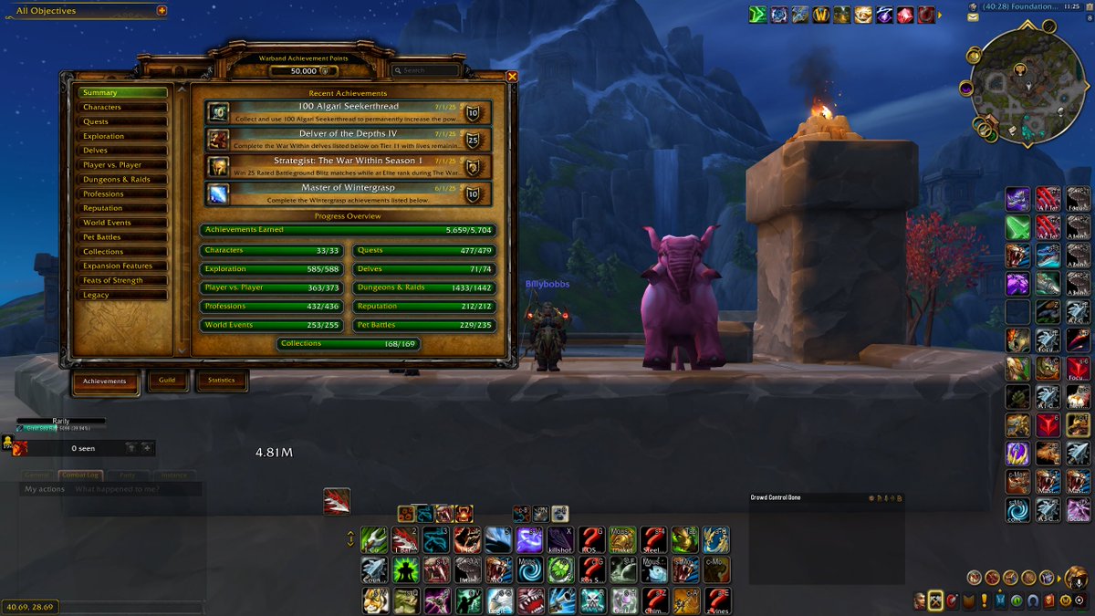 Didn't ever think I'd get this many achievement points ngl. I was elated getting 9k for the Feat of strength.

Say grats so i can feel good about myself ty

(also starting daily streams of BM PVP and Collecting in between queues so be there) #Wow #Achievements #Collector
