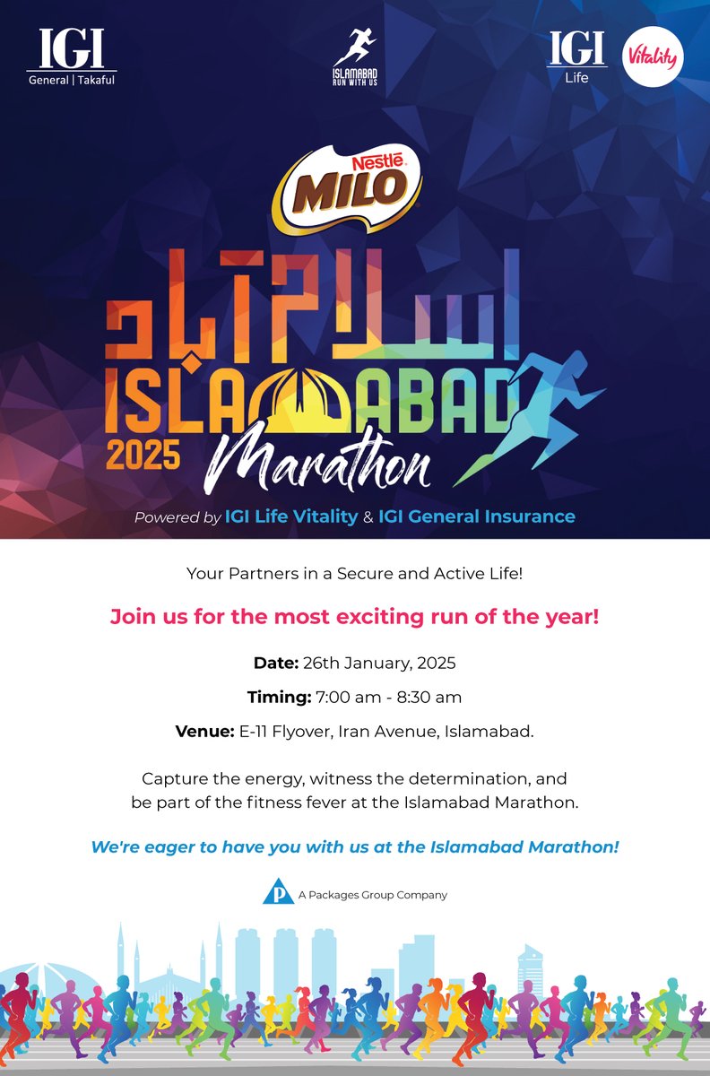 lifeIGI's tweet photo. Lace up and gear up for the IGI Islamabad Marathon! Join us as we run together for a healthier and more rewarding life!

#IGIIslamabadMarathon #RunForVitality #IslamabadRuns @VitalityGlobal_ https://t.co/WfwJs1yWIJ