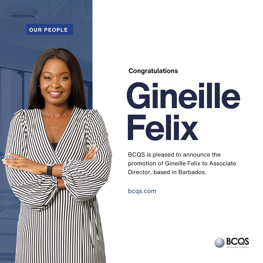 BCQS's tweet photo. Exciting news! Congrats to Gineille Felix &amp; Jamie Claydon on their promotions to Associate Directors in our Barbados office! Their exceptional work in valuation, cost management &amp; project management services drives our success across the Caribbean. More: https://t.co/VycZjsJxLH https://t.co/7vJIryBN6i