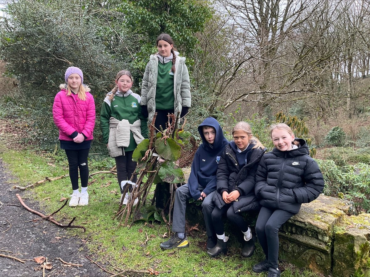 StJohnColeraine's tweet photo. The day was filled with exciting woodland activities: making a shelter for a teddy, a bug hunt, using a compass to navigate our way around the forest and to Mussenden Temple. @KillowenPS #LivingAndLearningTogether https://t.co/Nd6wk0291J