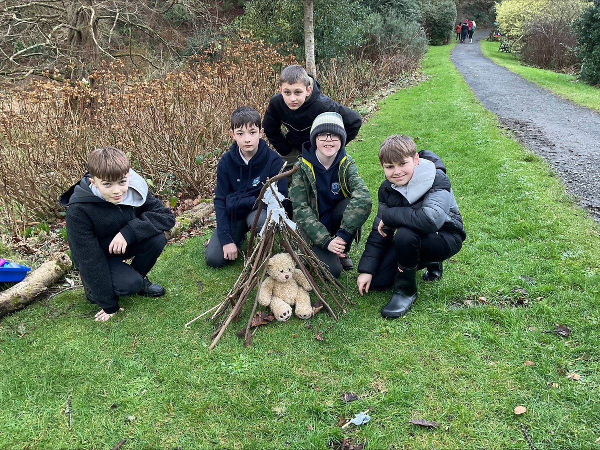 StJohnColeraine's tweet photo. The day was filled with exciting woodland activities: making a shelter for a teddy, a bug hunt, using a compass to navigate our way around the forest and to Mussenden Temple. @KillowenPS #LivingAndLearningTogether https://t.co/Nd6wk0291J