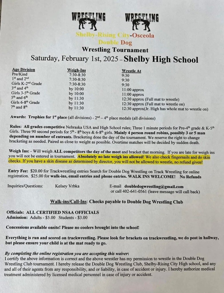 srchuskies's tweet photo. 🤼♂️Youth Wrestling Tournament Alert🤼♀️
The Double Dog Wrestling Club is hosting a home meet on February 1st at SRC! Please feel free to share with all who may be interested. It is a great tournament to be a part of!
#foundationbuilding https://t.co/X0RawBGjLC