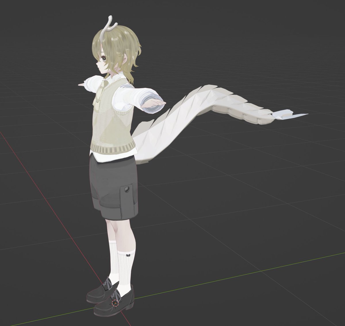 明日はもう少し尻尾のディテールを作込みたい