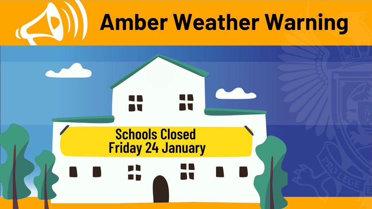 All Perth and Kinross Schools and Early Learning and Childcare settings will be closed on Friday 24 January as a precaution because of Storm Eowyn.

We understand the impact this will have on parents and carers but the safety of our children and young people is our priority (1/2)