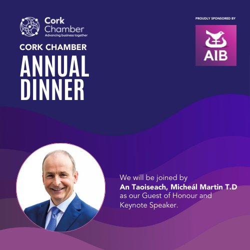 🎉Big News!
The newly elected Taoiseach <a href="/MichealMartinTD/">Micheál Martin</a>  will join us as Guest of Honour &amp; Keynote Speaker at the Cork Chamber Annual Dinner 2025 on February 07, bringing together business leaders, political decision-makers &amp; influencers
#CCAD25 in association with <a href="/AIBIreland/">AIB</a>