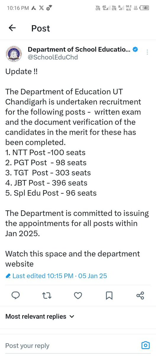 mjchirag's tweet photo. Respected sir,
     A long time passed about 7months we are waiting for joining (JBT, TGT, PGT) we are all visited many time in department but no action taken in joining process .we are getting depressed.plz so joining process.
@chandigarh_admn 
@SchoolEduChd 
@PMOIndia 
@HPSBRAR https://t.co/HOUI9vyMox