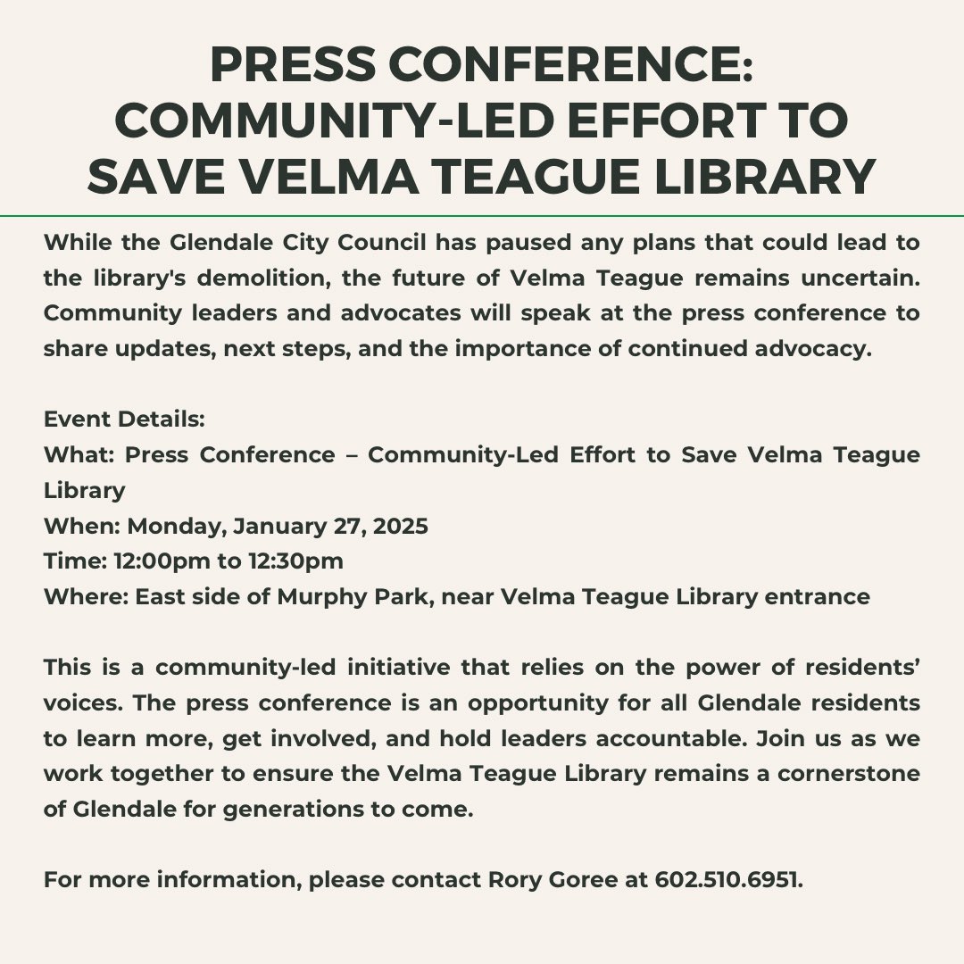 Important update on the community-led efforts to save Velma Teague Library! 📚