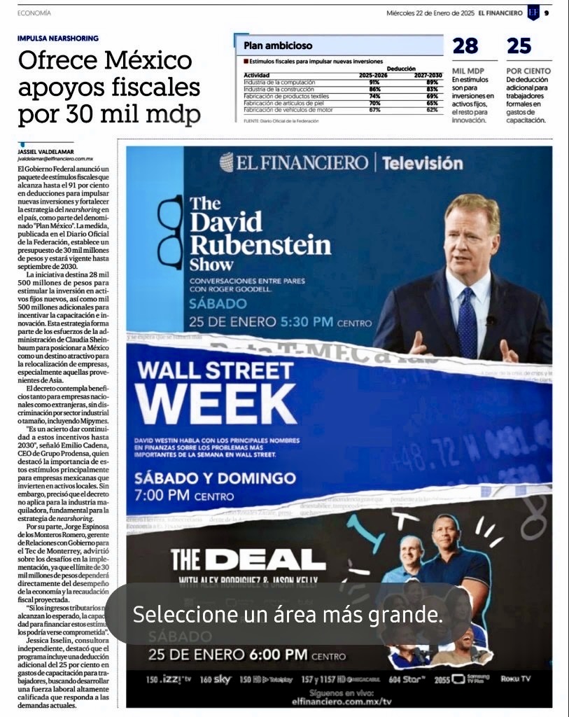jorespinosa's tweet photo. 💡 Gracias a @ElFinanciero_Mx  por publicar mi análisis sobre el #PlanMéxico. Esta estrategia fiscal es clave para el nearshoring, pero enfrenta retos como la recaudación fiscal y la inclusión de sectores clave.

📊 Lee más aquí: https://t.co/NfxVxwX2qW