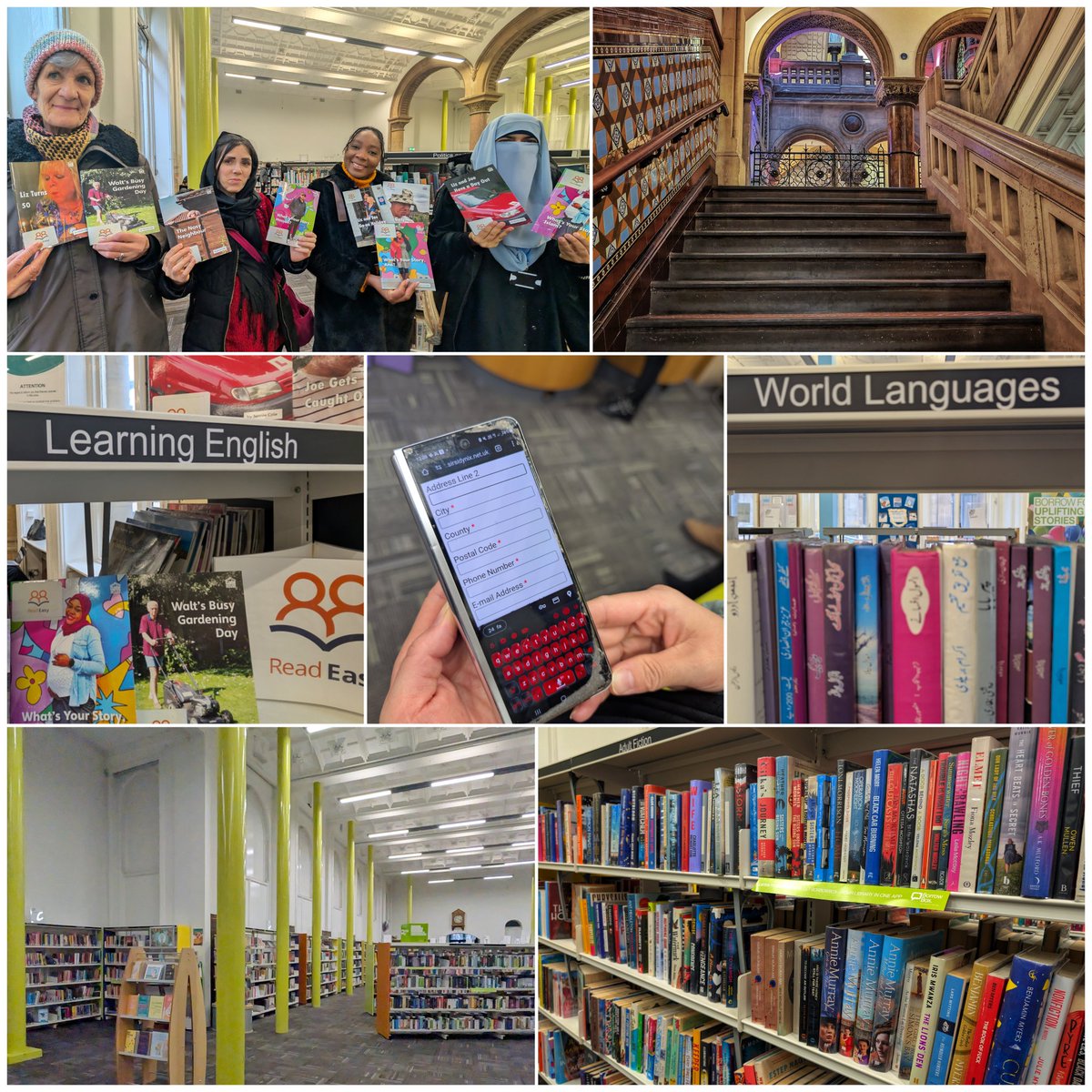 Students signed up for a first-time visit to Leeds Central Library today as part of our January #ESOL trip out. They used QR codes to join the library, found books to help their language studies and learned how to find books filed in alphabetical order.
