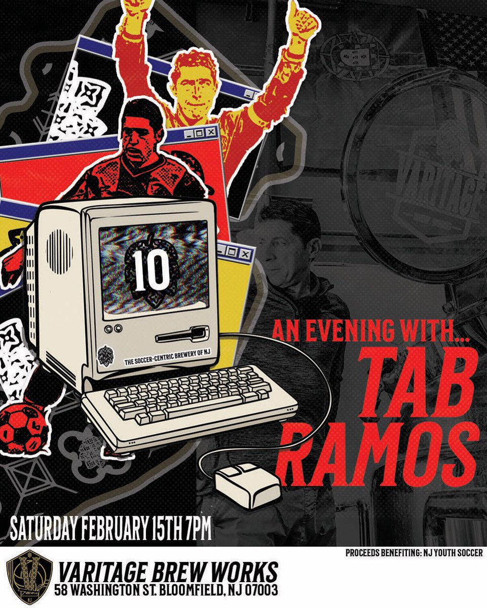 VaritageBeer's tweet photo. US Soccer Hall of Famer/Metrostars Legend, @RamosTab is coming to Varitage on Sat Feb 15th to celebrate the release of our collab beer, “CTRL + ALT + TAB”! Proceeds to benefit NJ Youth Soccer

#njcraftbeer #metrostars #mls #usmnt #majorleaguesoccer #tabramos #nyrb https://t.co/hwzpww7wi8