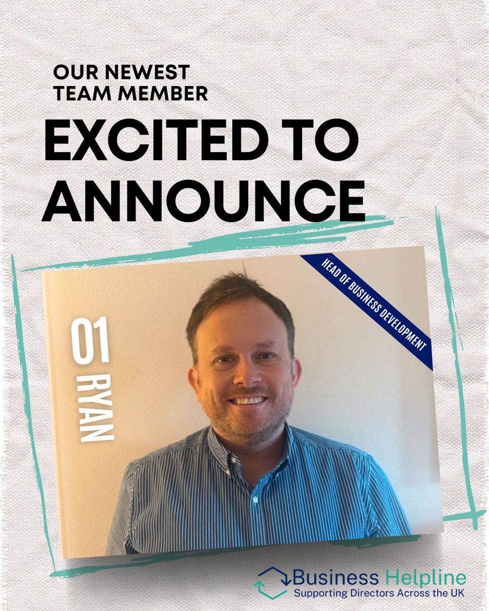 BusinessHUK's tweet photo. We’re thrilled to welcome Ryan to our team! 

As Head of Business Development, Ryan brings many years of experience in Insolvency. 

His role will be instrumental in ensuring we continue delivering exceptional service to our clients.

call our free 24-hour helpline 📲 https://t.co/MjcRyJW4OX