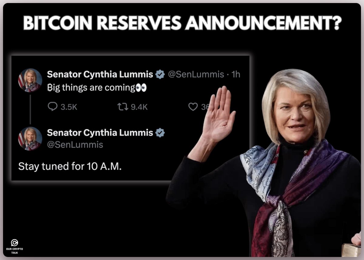 Speculation Alert: Big #Bitcoin News on the Horizon? Senator Cynthia Lummis,  known for her pro-Bitcoin stance, recently posted on X, 