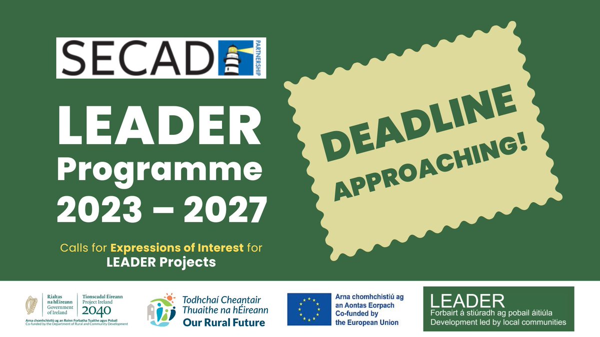 The deadline for the submission of Expressions of Interest under the Economic Development and Job Creation Theme is fast approaching!

All submissions should be made by 5.00 pm on Friday, 31st January 2025.

For details and EOI form: tinyurl.com/5n9y95ar🇮🇪 🇪🇺 #EUinmyRegion