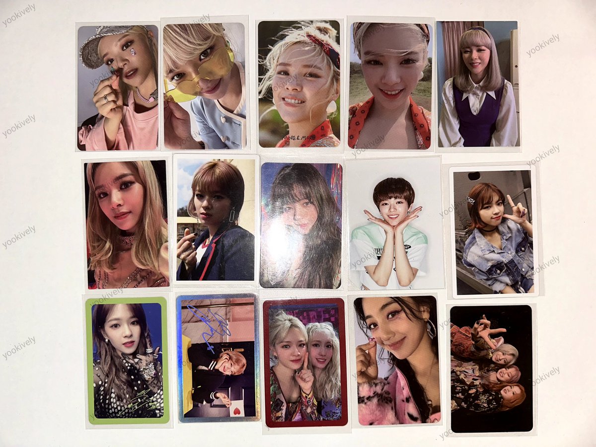 yookively's tweet photo. wts lfb ph

twice random photocards, mostly jeongyeon
700 php take all, sold as a set only 
dop/payo

ewo, eyes wide open, fol, formula of love, ttg, twicetagram, fancy, m&amp;m, more and more, monograph, momo, jihyo, holo card, signal, sana, tol, taste of love https://t.co/KYQkhghC3f
