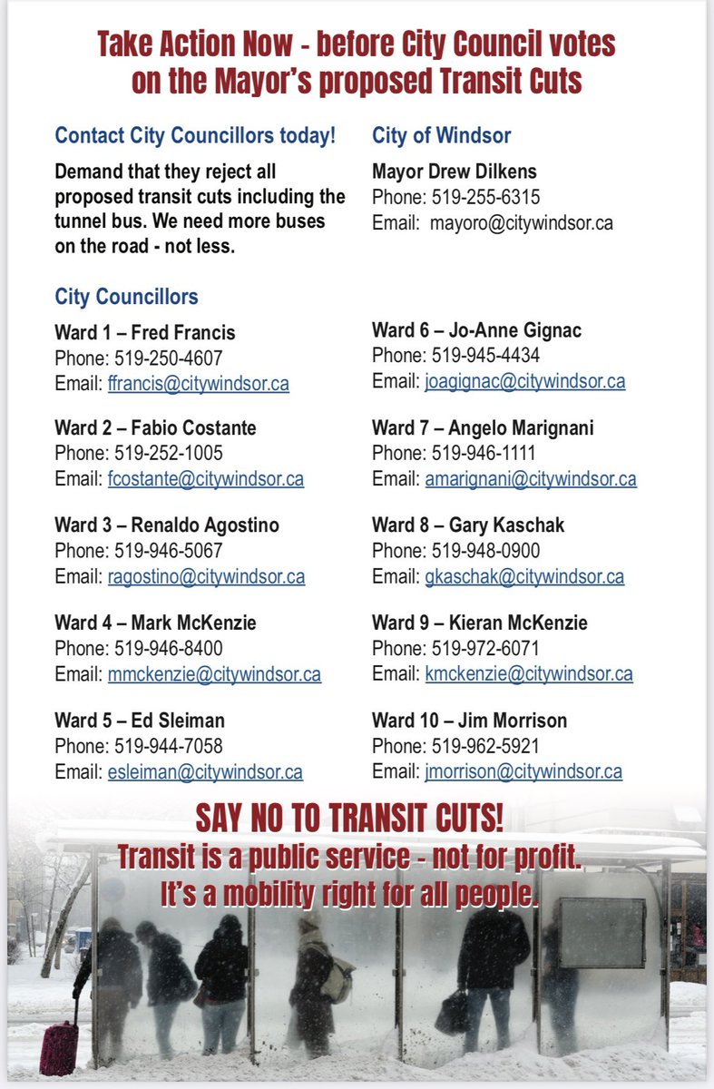 Thousands of school kids will be stranded if these Transit Cuts are passed. The tunnel bus which carried thousands to Detroit and generated plenty of $ for City of Windsor in the past is also at risk! Call the Mayor today! Stop his Tunnel Vision on Transit! <a href="/AM800CKLW/">AM800 CKLW</a> <a href="/CTVWindsor/">CTV Windsor</a>