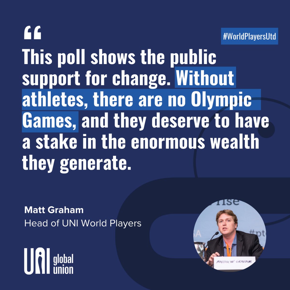 WorldPlayersWPA's tweet photo. ATHLETES SHOULD BE PAID AND HEARD!

A new @Ipsos poll shows overwhelming support for @Olympics athletes to receive fair compensation and a stronger voice in decisions that impact their careers!

With nearly 65% of respondents agreeing the (cont'd) https://t.co/BHWeFnRhm4
