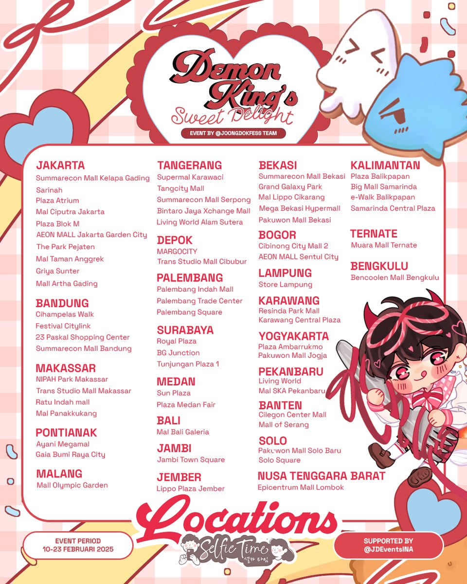 🍫Just how sweet is "Too sweet"?🍫

🍓ℙ𝕙𝕠𝕥𝕠𝕓𝕠𝕠𝕥𝕙 𝔼𝕧𝕖𝕟𝕥🍓
Indulge yourself with The Demon King by taking a photo together!

📍<a href="/selfietimeid/">Selfie Time ID</a>
📆 10 - 23 February 2025

#DemonKingOfSweetDelight
#KDJBirthdayAdsINA