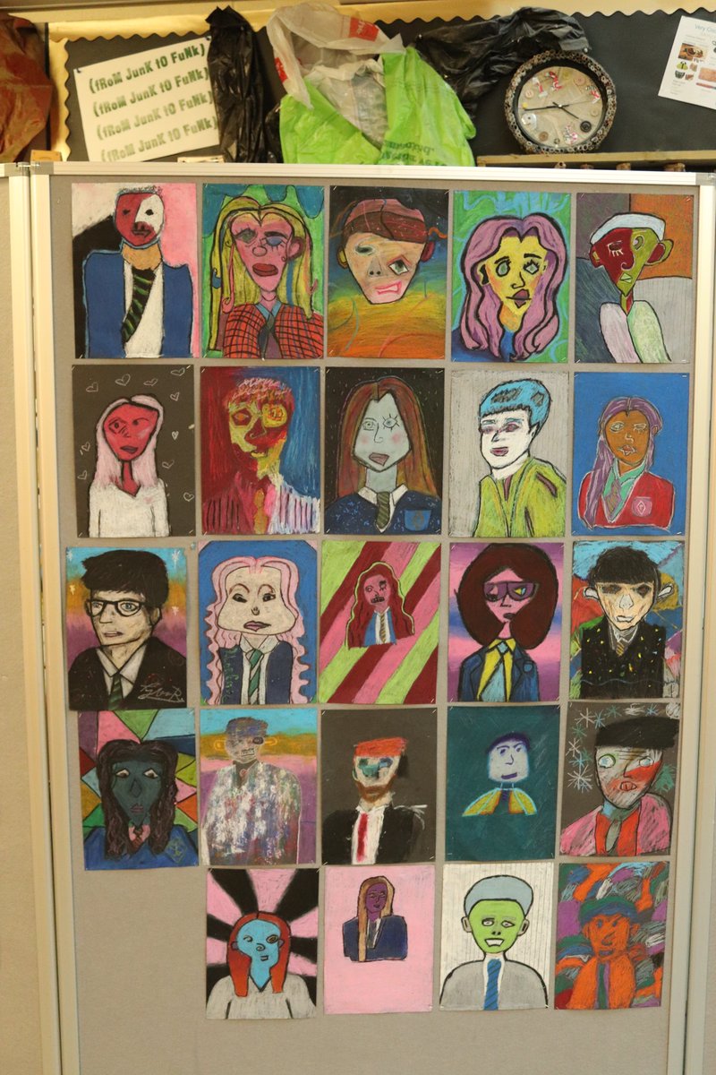 TuxfordAcademy's tweet photo. Year 9 art students have been working on self portraits inspired by Picasso as part of their identity project.  Their work is being displayed in the visual arts corridor and looks fantastic! 🖼 #Y9art #tuxfordacademy https://t.co/jIUL4YVmDr