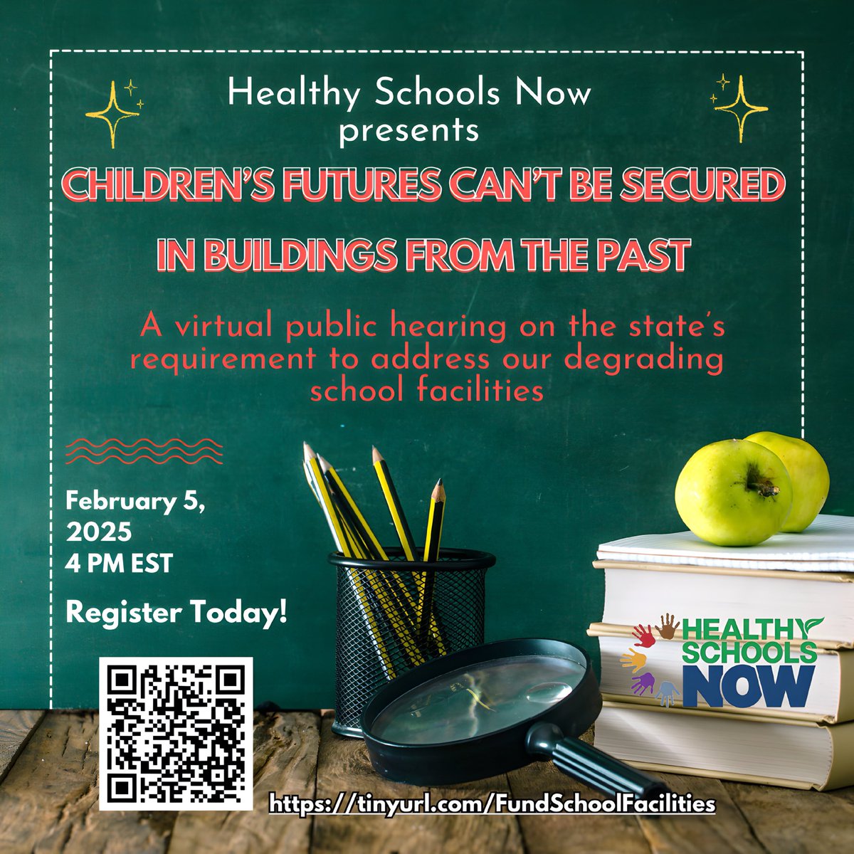 We can't continue kicking the can down the road, only making schools more expensive to fix and replace. #FundTheSDA 
Join HSN’s public hearing on Feb 5 to make your voice heard. Register: tinyurl.com/FundSchoolFaci…
<a href="/naacpnjsc/">NAACP New Jersey State Conference</a> <a href="/PatersonEdFund/">PEF</a> <a href="/AFTNJ/">AFT New Jersey</a> <a href="/NJEA/">NJEA</a> <a href="/EdLawCenter/">Education Law Center</a> <a href="/NJSSNA1/">NJSSNA</a> <a href="/NJWEC/">NJWEC</a>