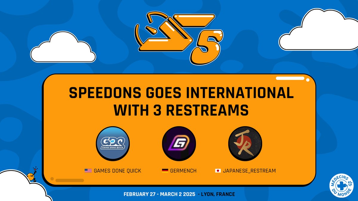 We're delighted to announce that SpeeDons will be broadcast on 3 international restreams!

Bienvenue et merci !