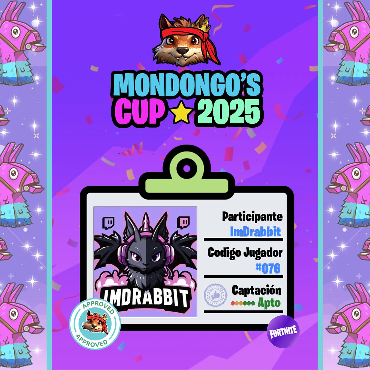 MondongosCup's tweet photo. Nuestra siguiente participante juega de todo. Juegos de miedo, RPG, Shooters… y ahora viene a demostrar sus habilidades en Fortnite, es una coneja, level 25 y nuestra #076. Es un honor contar con @ImDr4bbit Bienvenida! 
#mondongoscup #fortnite #torneofortnite #fortnitecup https://t.co/0nyMHB2xad