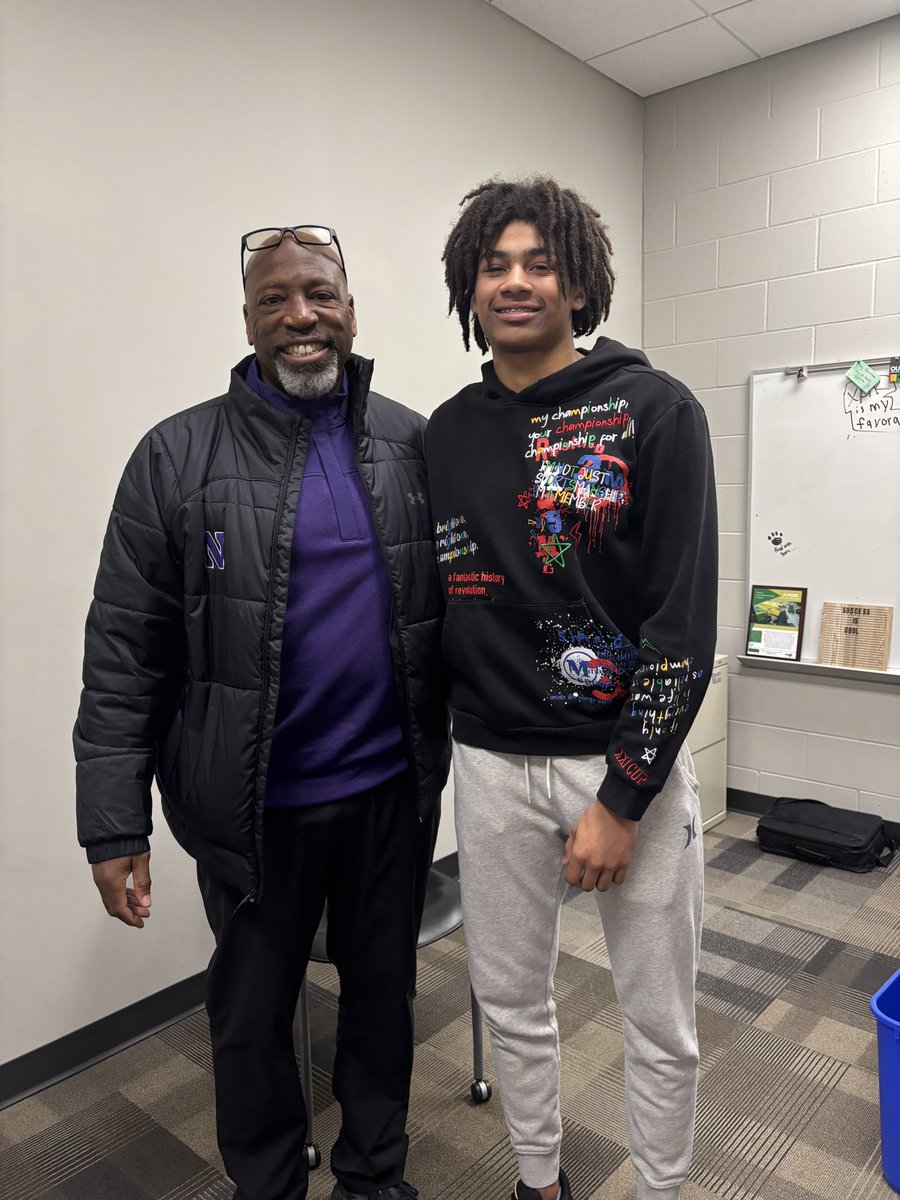 Thank you <a href="/HarlonBarnett/">Harlon Barnett</a> for coming to my school to talk ball with me this morning! It’s been great getting to know you this past month and I’m excited to get down to campus for spring practices!

<a href="/NUFBFamily/">Northwestern Football</a> <a href="/LaMarcusHicks/">LaMarcus Hicks</a> <a href="/MJ_NFLDraft/">Mark Johnson</a> <a href="/NUFBRecruiting/">NUFB Recruiting</a> <a href="/M_Shelton33/">Matthew Shelton</a> <a href="/Coach_Mulford/">Sam Mulford</a>