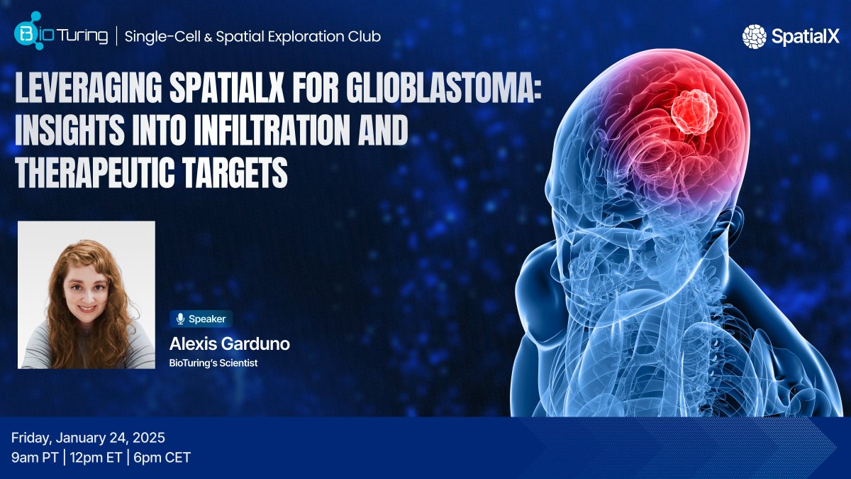 Explore how SpatialX helps uncover insights into glioblastoma infiltration and therapeutic targets. 🧠 

📅 Jan 24, 2025
🕘 9 AM PT | 12 PM ET | 6 PM CET
🔗 Register: lnkd.in/g4nYRH2D
#Glioblastoma #SpatialBiology #CancerResearch
