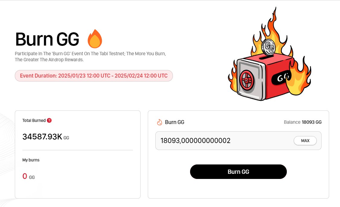 😨 Mọi người ai làm kèo $TABI thì vào "BURN" token GG testnet để nhận #AIRDROP nhé.

🔗 tabi-gg-burn.tabichain.com

Kèo này mình đánh giá khả năng nịt 🥲