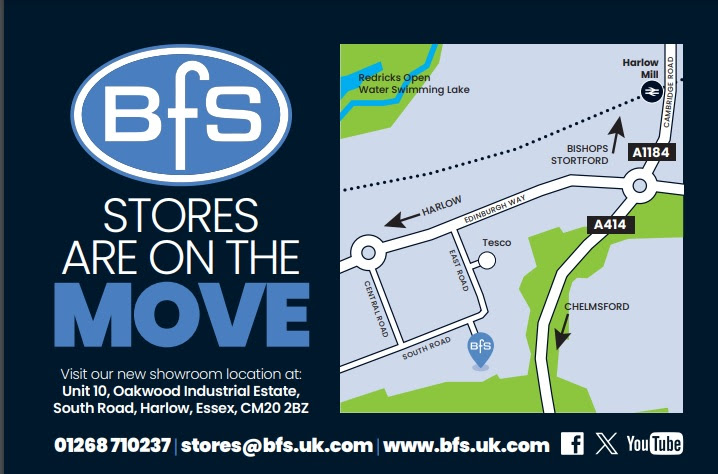 BFS Stores are moving on 27th January to new premises at: Unit 10 Oakwood Industrial Estate, South Road, Harlow, Essex CM20 2BZ. There could be a delay in fulfilling your order while we move stock, but will get any orders out as soon as practical.Sorry for any inconvenience.