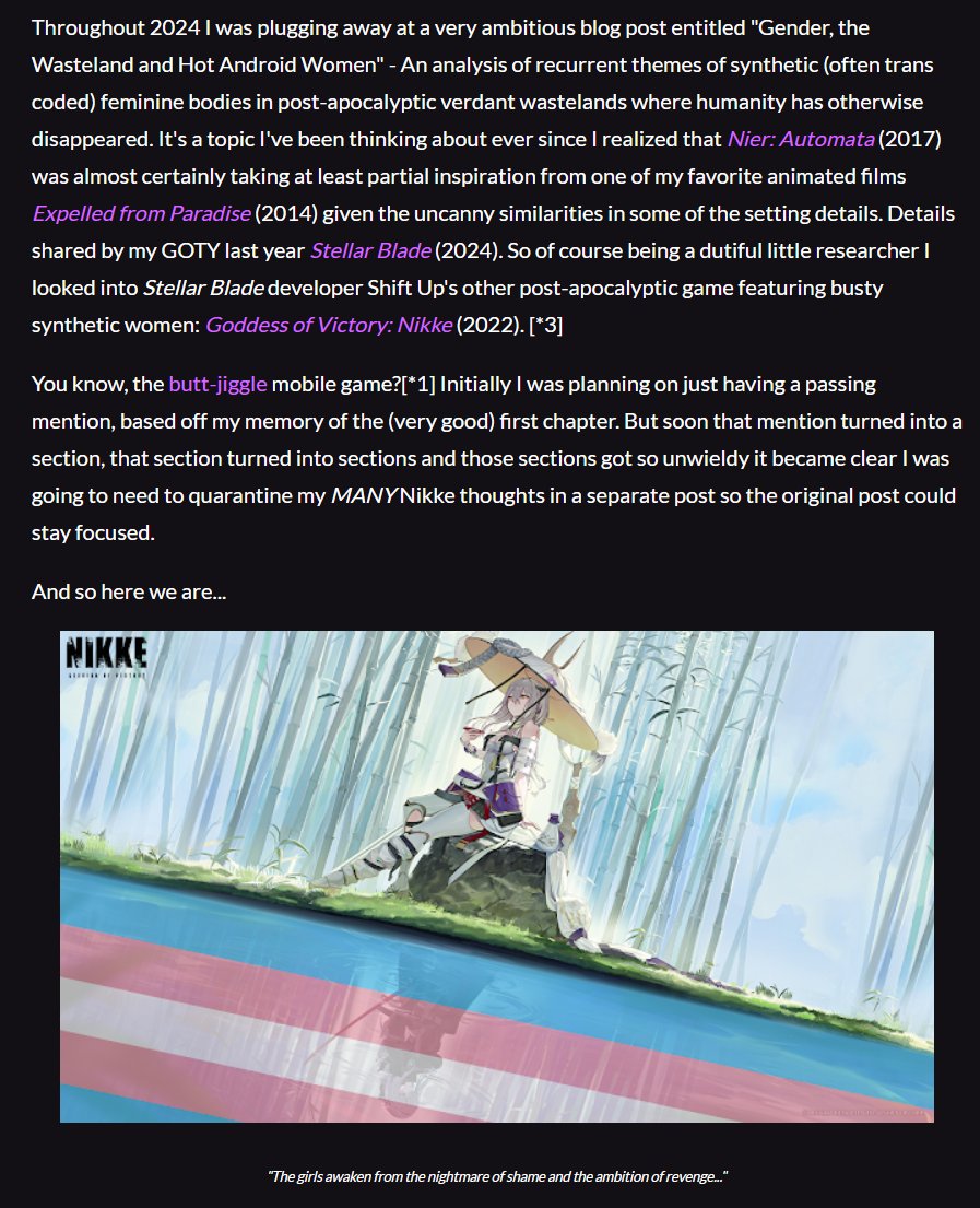 Blog Post Time!! [This one isn't (necessarily) tabletop related, but is most certainly me being back on my bullshit~]

Why has a lurid gacha game become one of my favorite queer sci-fi narratives? Read all about it:

failforward.moe/2025/01/goddes…