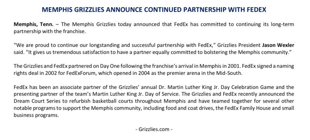 Grizzlies PR tweet media