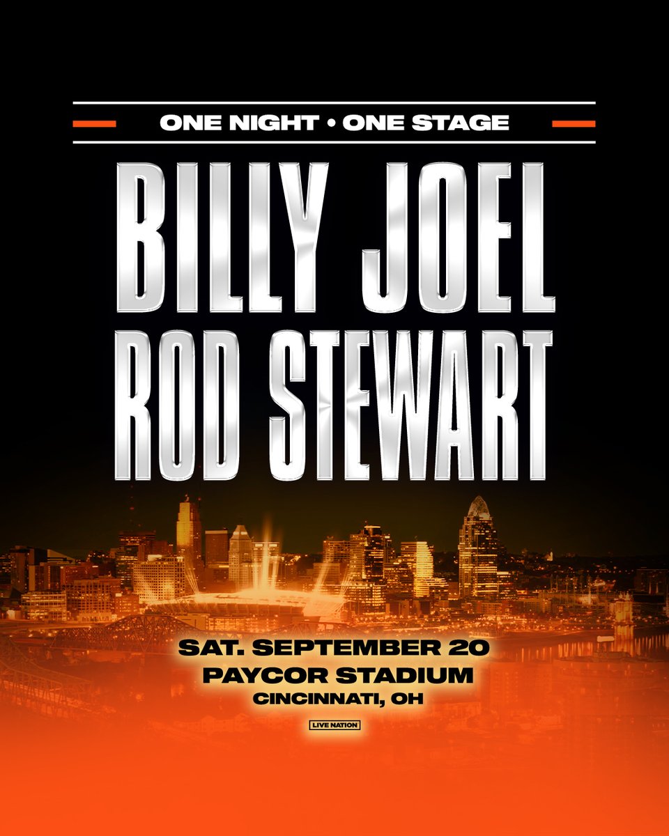 🗣️ JUST ANNOUNCED: Billy Joel &amp; Rod Stewart on stage TOGETHER for the first time at Paycor Stadium on Saturday, September 20!!

Tickets are on sale Friday, January 31 at 10 a.m.   

More info → go.bengals.com/BillyJoelRodSt…