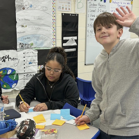 IHES_Chiefs's tweet photo. 🌎 Fifth Graders in Mrs. Horn's Class are doing a 🕵️‍♀️notice and ❓wonder activity while reading content in science. They are learning what different things can change Earth’s surface! #IndianHill116 #futurepanthers #WeAreRL https://t.co/G8o9uC2YeM