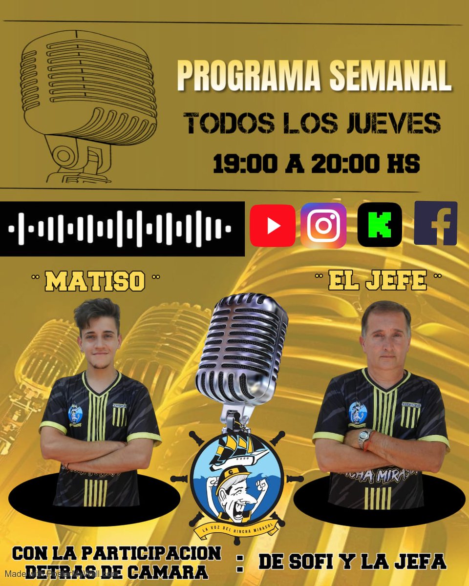 LaVozdelMirasol's tweet photo. ⚫VOLVEMOS CON TODO, PRIMER PROGRAMA DEL AÑO🟡
.
⚫🟡TE ESPERAMOS PARA HABLAR DE TODA LA ACTUALIDAD DE ALMIRANTE BROWN Y CON ENTREVISTAS EN VIVO CON JUGADORES Y EL DT 
.
🔥Leemos tus comentarios en vivo desde Facebook , YouTube, Kick e Instagram 
.
#DaleBrown #ProgramaSemanal https://t.co/wcLNeF31tl