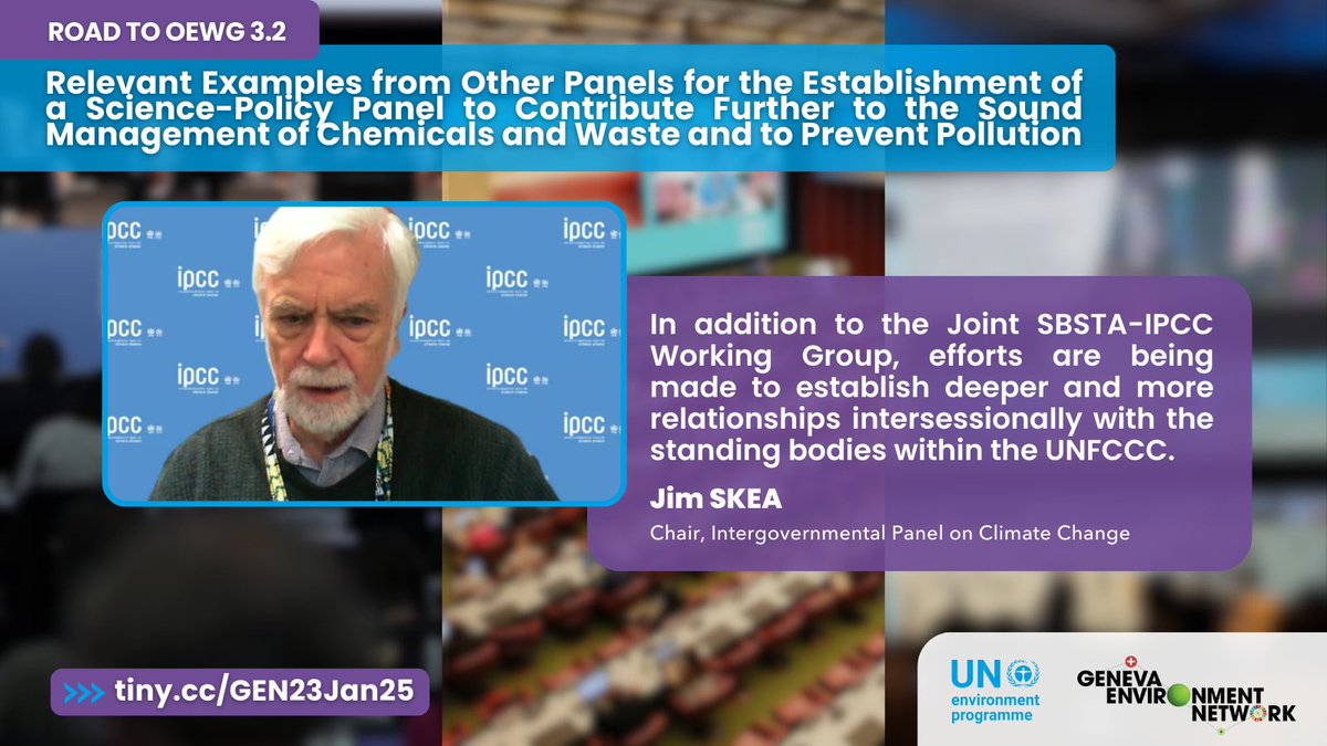 GENeva Environment Network (@genetwork) on Twitter photo <a href="/UNEP/">UN Environment Programme</a> <a href="/IPCC_CH/">IPCC</a> <a href="/IPBES/">ipbes</a> <a href="/IISD_ENB/">Earth Negotiations Bulletin</a> <a href="/ErmiraFida/">Ermira Fida</a> <a href="/JimSkeaIPCC/">Jim Skea</a> <a href="/dobura/">David Obura</a> <a href="/NaliniSharmaGVA/">Nalini Sharma</a> <a href="/IPCPch/">IPCP - International Panel on Chemical Pollution</a> <a href="/ALarigauderie/">Anne Larigauderie</a> <a href="/UNDP/">UN Development</a> <a href="/FAO/">Food and Agriculture Organization</a> <a href="/UNESCO/">UNESCO 🏛️ #Education #Sciences #Culture 🇺🇳</a> <a href="/CITES/">CITES</a> <a href="/RamsarConv/">Convention on Wetlands</a> <a href="/UNBiodiversity/">UN Biodiversity</a> Chair Jim Skea stresses <a href="/IPCC_CH/">IPCC</a> is working to establish deeper relationships w/ <a href="/UNFCCC/">UN Climate Change</a> standing bodies during the intersessional period to move things forward.
He also highlights the relationship with major groups has been institutionalized through meetings & focal points. <a href="/UNEP/">UN Environment Programme</a> <a href="/IPCC_CH/">IPCC</a> <a href="/IPBES/">ipbes</a> <a href="/IISD_ENB/">Earth Negotiations Bulletin</a> <a href="/ErmiraFida/">Ermira Fida</a> <a href="/JimSkeaIPCC/">Jim Skea</a> <a href="/dobura/">David Obura</a> <a href="/NaliniSharmaGVA/">Nalini Sharma</a> <a href="/IPCPch/">IPCP - International Panel on Chemical Pollution</a> <a href="/ALarigauderie/">Anne Larigauderie</a> <a href="/UNDP/">UN Development</a> <a href="/FAO/">Food and Agriculture Organization</a> <a href="/UNESCO/">UNESCO 🏛️ #Education #Sciences #Culture 🇺🇳</a> <a href="/CITES/">CITES</a> <a href="/RamsarConv/">Convention on Wetlands</a> <a href="/UNBiodiversity/">UN Biodiversity</a> Chair Jim Skea stresses <a href="/IPCC_CH/">IPCC</a> is working to establish deeper relationships w/ <a href="/UNFCCC/">UN Climate Change</a> standing bodies during the intersessional period to move things forward.
He also highlights the relationship with major groups has been institutionalized through meetings & focal points.