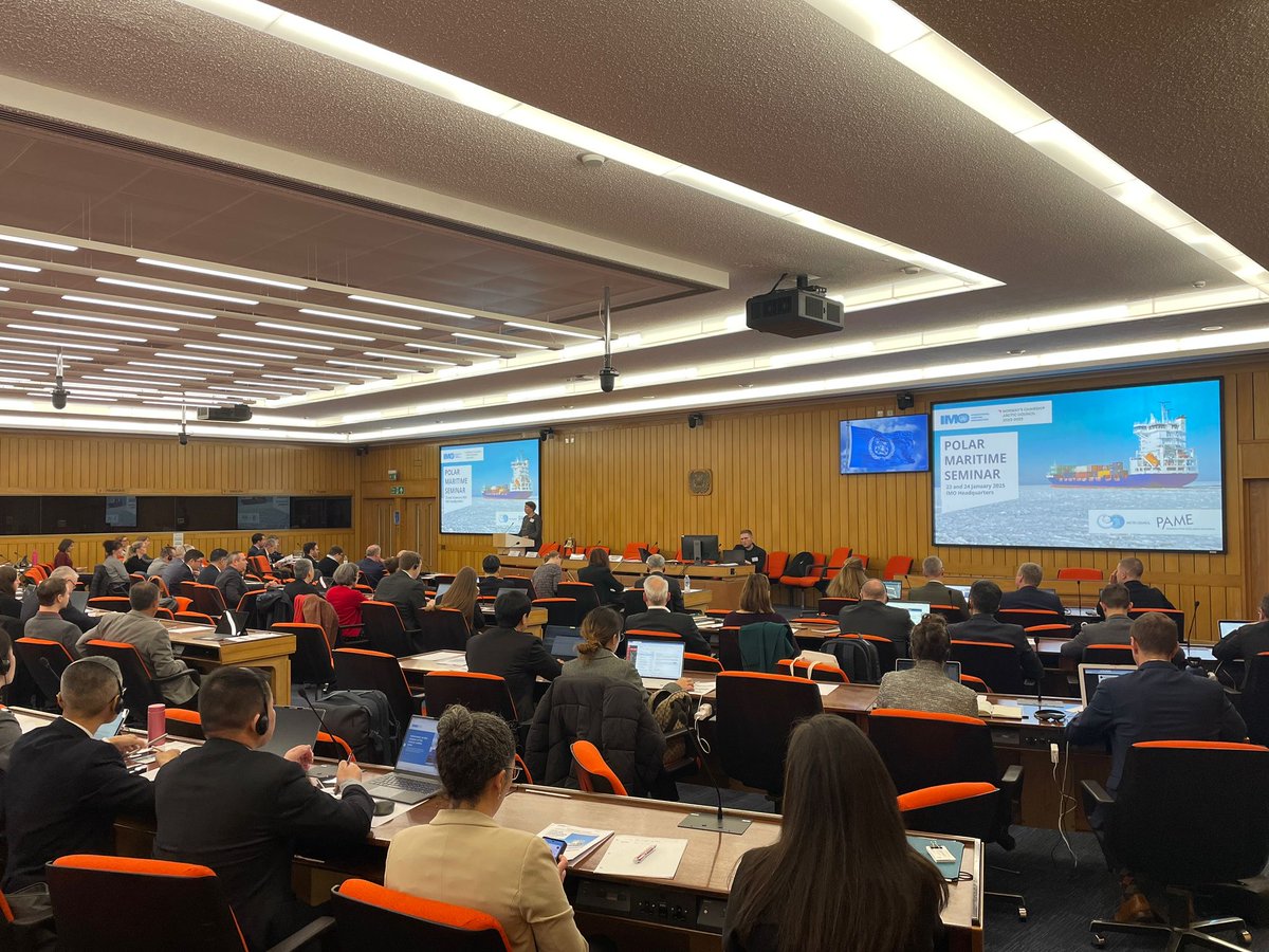 IMOHQ's tweet image. Happening now at IMO Headquarters: The 2025 Polar Maritime Seminar! ❄️ 

Polar experts are diving into key topics like Arctic &amp;amp; Antarctic vessel activity trends, voyage planning, polar waters training, search &amp;amp; rescue, and more. 🌍 #PolarNavigation  tinyurl.com/5xwmrz3c