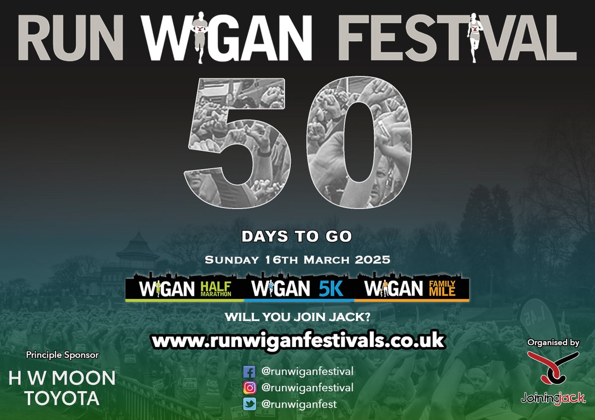 HW Moon RunWiganFest (@runwiganfest) on Twitter photo 50 Days to go! Who's ready for the <a href="/HWMoonToyota/">HW Moon Toyota</a> <a href="/runwiganfest/">HW Moon RunWiganFest</a> for <a href="/alljoinjack/">Joining Jack</a>?
Save your place:
runwiganfestivals.co.uk
<a href="/Bithells/">Bithells Waste</a> <a href="/metrorodlancs/">Metro Rod Lancashire</a> <a href="/EnduranceStore/">Paul Mason</a> <a href="/UncleJoesSweets/">Uncle Joe's Brand</a> <a href="/Wiganphysio/">BridgemanCentre</a> <a href="/WiganCouncil/">Wigan Council</a> <a href="/visitwigan/">Wigan Tourism Board</a> @BewellW
#runwiganfestival2025 #TeamJJ #makeadifference 50 Days to go! Who's ready for the <a href="/HWMoonToyota/">HW Moon Toyota</a> <a href="/runwiganfest/">HW Moon RunWiganFest</a> for <a href="/alljoinjack/">Joining Jack</a>?
Save your place:
runwiganfestivals.co.uk
<a href="/Bithells/">Bithells Waste</a> <a href="/metrorodlancs/">Metro Rod Lancashire</a> <a href="/EnduranceStore/">Paul Mason</a> <a href="/UncleJoesSweets/">Uncle Joe's Brand</a> <a href="/Wiganphysio/">BridgemanCentre</a> <a href="/WiganCouncil/">Wigan Council</a> <a href="/visitwigan/">Wigan Tourism Board</a> @BewellW
#runwiganfestival2025 #TeamJJ #makeadifference