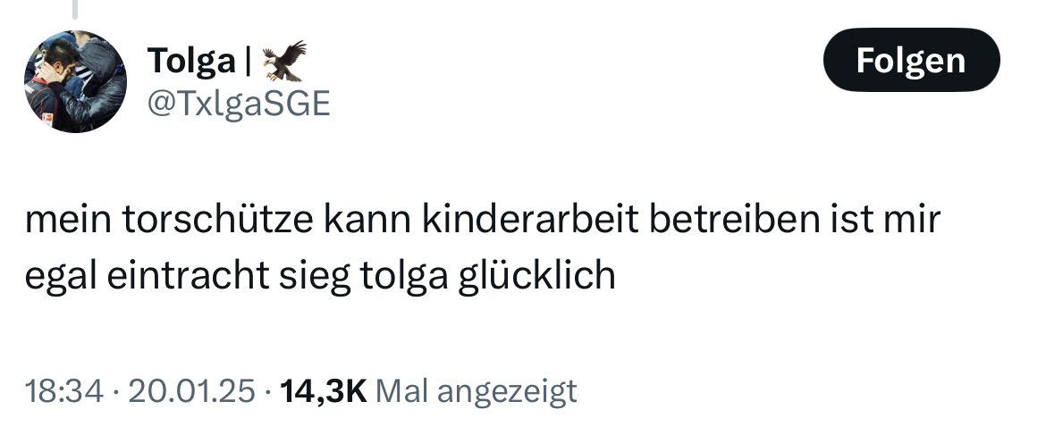 das ist auch ein neues level an internet wichsertum einen spieler blind zu verteidigen der noch keine sekunde für frankfurt gespielt hat