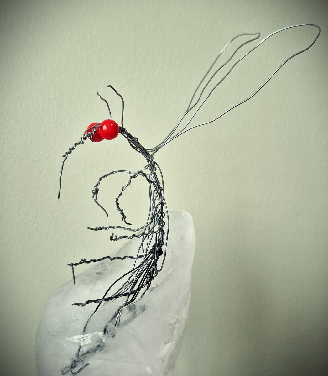 ESCMID's tweet image. Sertaç Küçükkaya is our 1st place winner for the #ESCMIDGlobal 2025 Art Gallery, Congrats! Their wire-sculpture titled &quot;Frostbite&quot; showcases a mosquito being released from ice, portraying the issue of melting glaciers, and tropical diseases becoming increasingly prevalent.