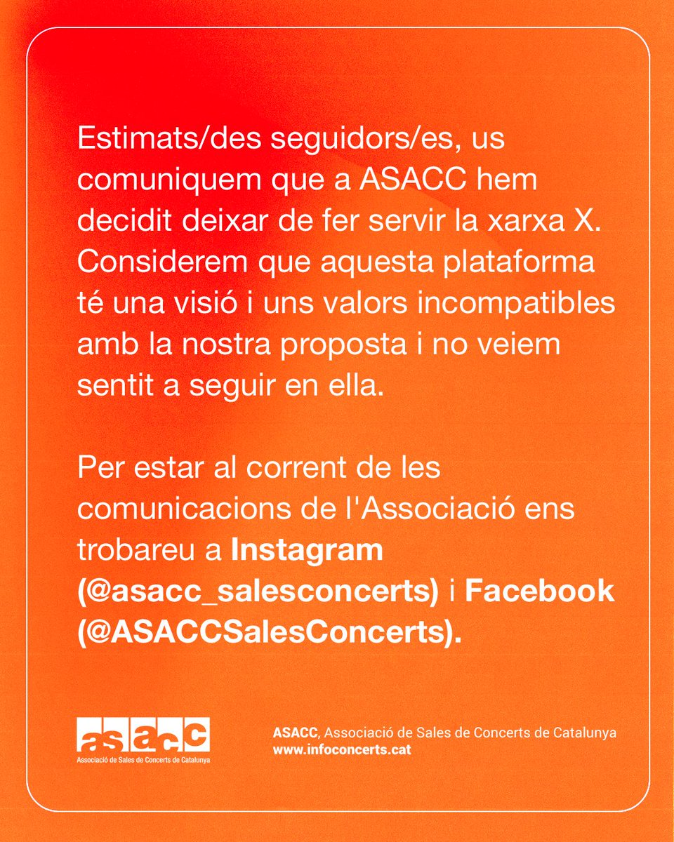 📢Us volem comunicar que hem deixat de fer servir la xarxa X.