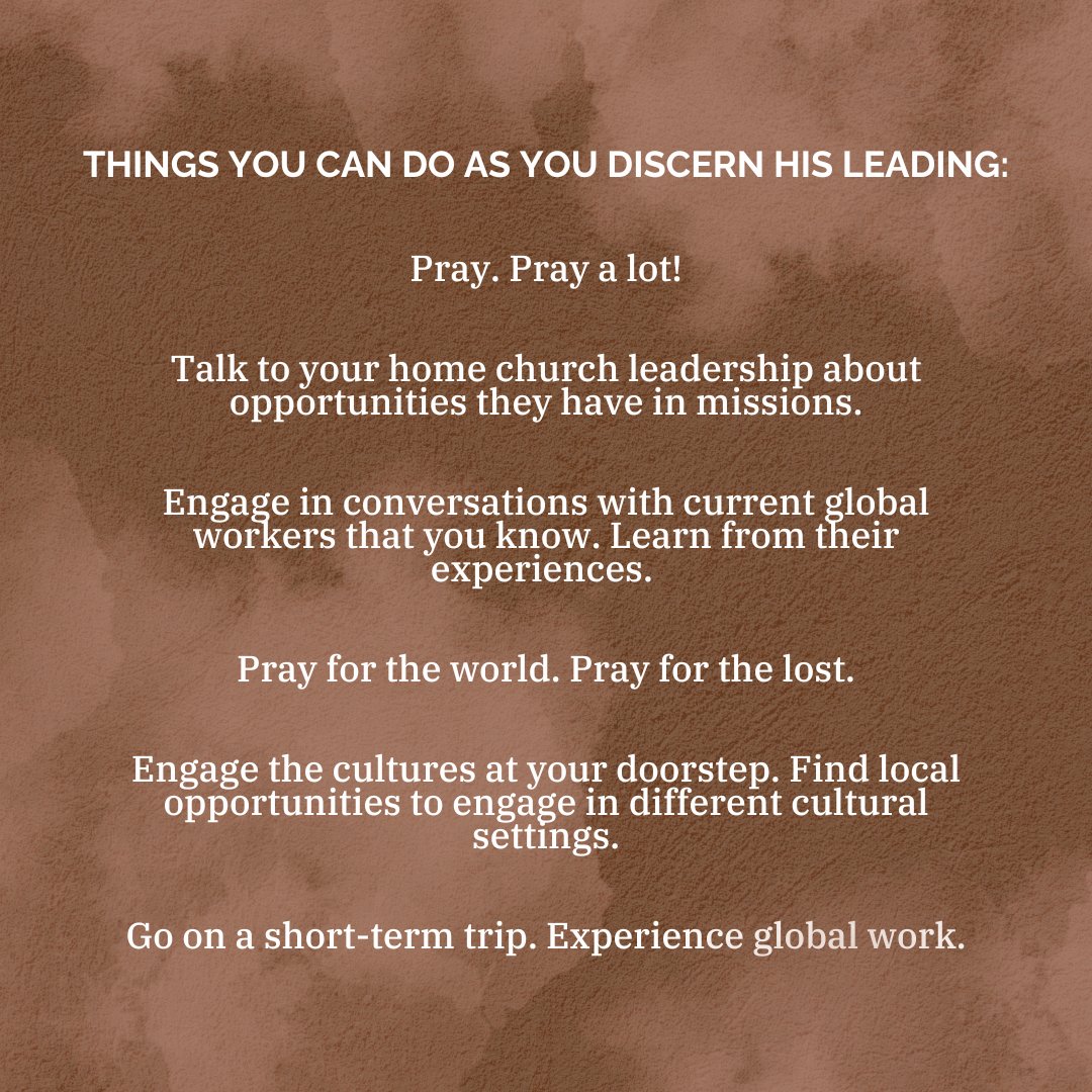 Pray- Give - Go 
There are different ways to do ministry with OC!