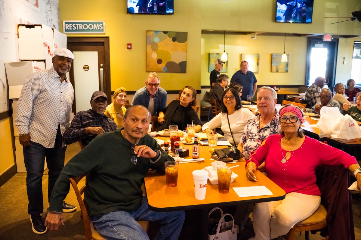 CapMetroATX's tweet photo. This weekend, #CapMetro retirees met up for their bi-annual lunch to catch up and reminisce, celebrating years of service and friendship. #transitfamily https://t.co/7LRy4ty9F9