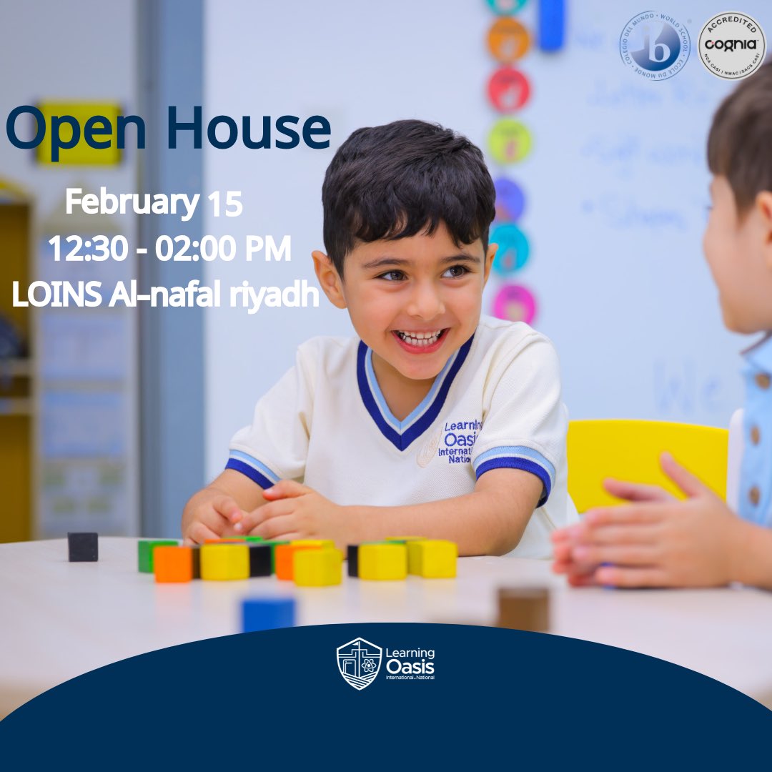 LearningOasisIn's tweet photo. Discover innovative education at the Open Day of LOINS! 🌟
📅 February 15
📍LOINS Al Nafal, Riyadh

اكتشفوا التعليم المبتكر في اليوم المفتوح لمدارس الواحة العالمية! 🌟
📅 15 فبراير
📍 مدارس واحة العلم العالمية حي النفل، الرياض
احجزوا مكانكم الآن 

https://t.co/jznpExyq9f https://t.co/xzw1pDiJHF