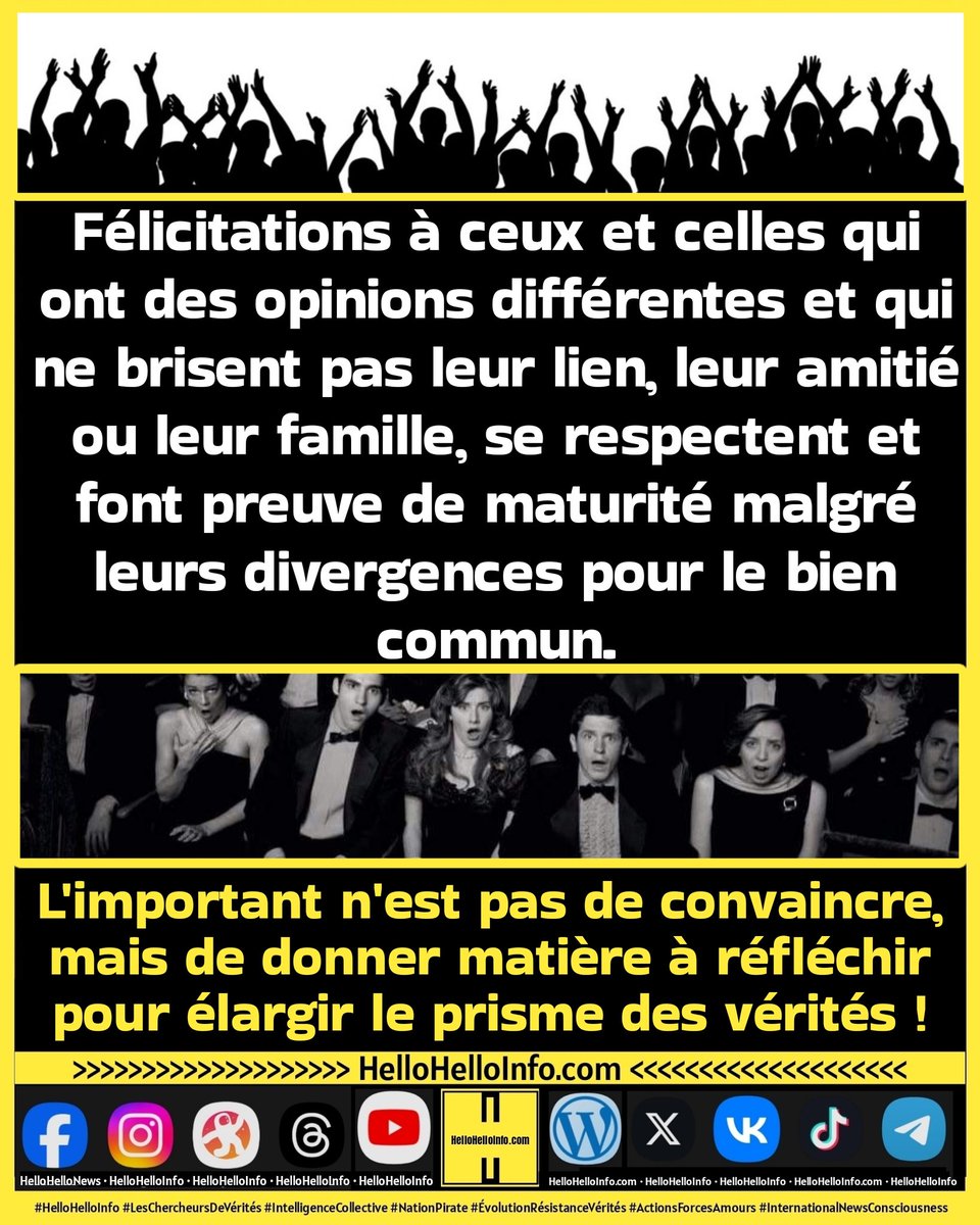 HelloHelloInfo's tweet photo. 👉 Félicitations à la Résistance
#Opinion #Amitié #Famille #Respect #Maturité #Divergence #Vérités
📡 @HelloHelloInfo +®
#HelloHelloInfo #LesChercheursDeVérités #IntelligenceCollective #NationPirate #ÉvolutionRésistanceVérités #ActionsForcesAmours #InternationalNewsConsciousness https://t.co/gucVQ0Xbh8