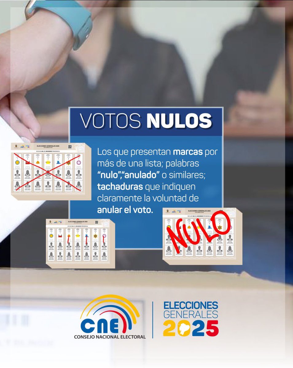 CNE_LosRios's tweet photo. Este 9 de febrero, los #MJRV de las #Elecciones2025Ec asumirán la importante responsabilidad de verificar el proceso de votación, donde los electores se pronunciarán sobre:
✅ Binomio presidencial
✅ Asambleístas nacionales
✅ Asambleístas provinciales
✅ Parlamentarios andinos https://t.co/uARmEfbMyJ