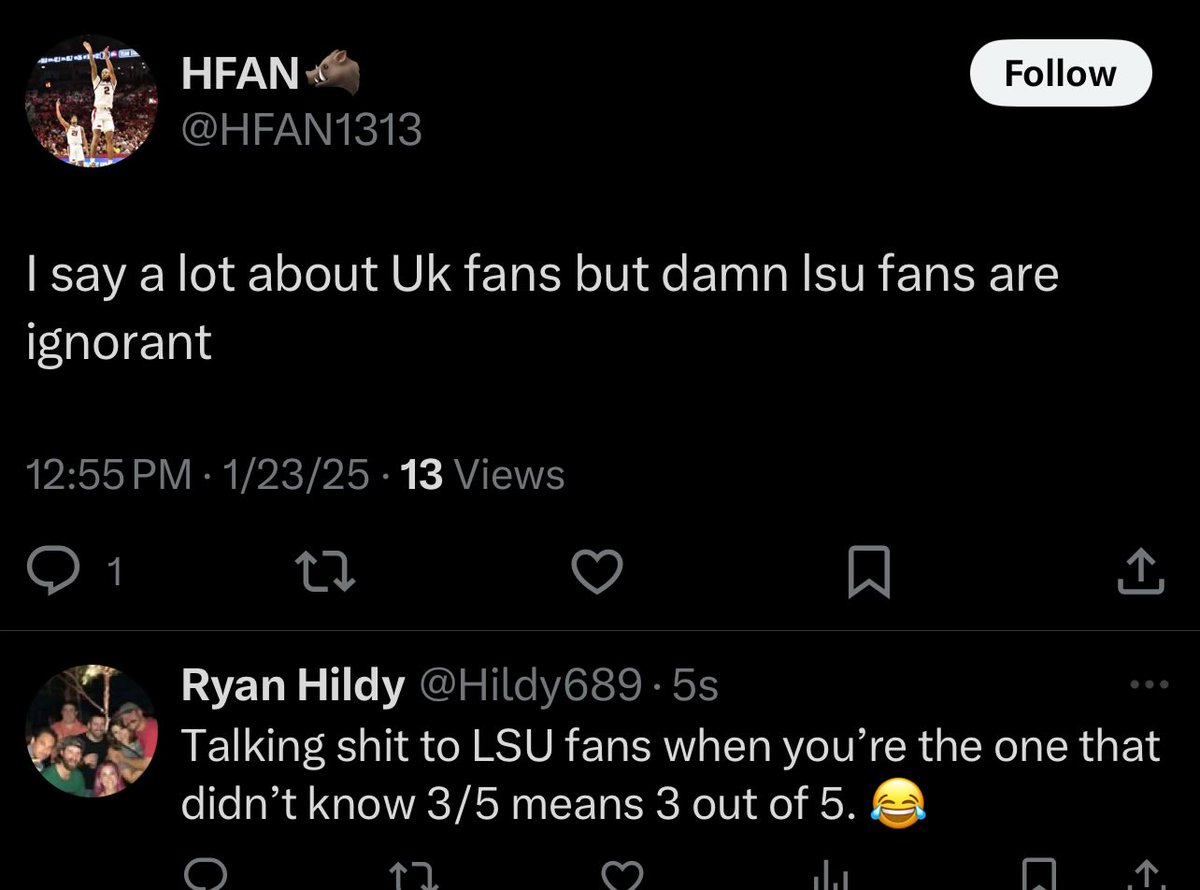 Hildy689's tweet photo. @AYSSPORTS Then he proceeds to call LSU fans ignorant. 😂 https://t.co/JYorZKXfQf