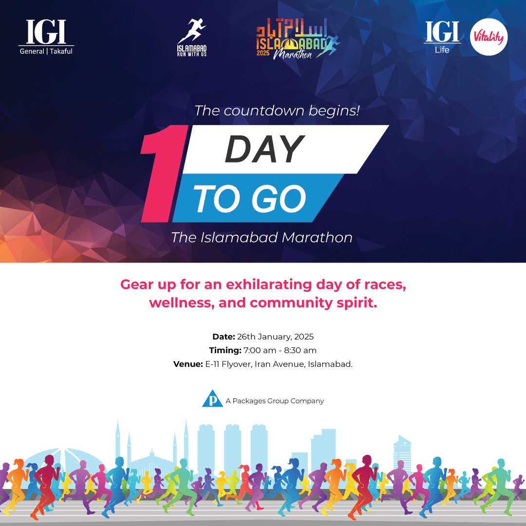 lifeIGI's tweet photo. 1 Day to Go!

Get ready to lace up, breathe in the energy, and conquer the streets. Are you prepared for the Islamabad Marathon?

#1DayToGo #IslamabadMarathon @Vitality_SA https://t.co/jpU6nWlcph