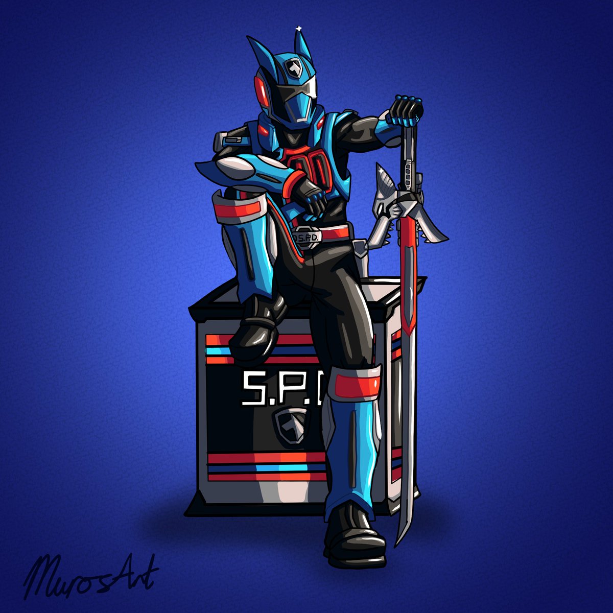 MurosArt's tweet photo. Back from my holiday with more art! This time Shadow Ranger from #PowerRangersSPD or Mr Doggie Kruger! Plan on trying to draw all of the other rangers in one big piece before the anniversary but it's not a hard deadline! Hope you enjoy this piece! #shadowranger #art #digitalart https://t.co/gP1XPTkArE